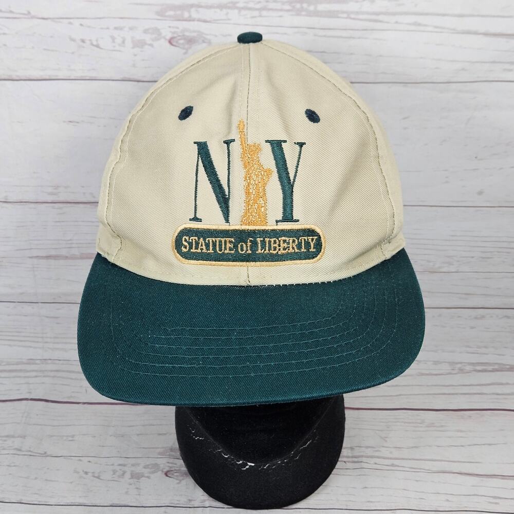 Vintage New York Statue of Liberty Hat Baseball Cap Snapback Men's Beige